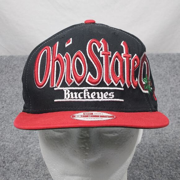 Ohio State Buckeyes New Era 9Fifty Snapback Hat Black Red Script Logo - Picture 1 of 6